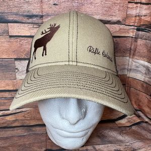 Rifle Colorado Elk Hunting Trucker Hat Cap Adjustable Strap Outdoors Beige Brown